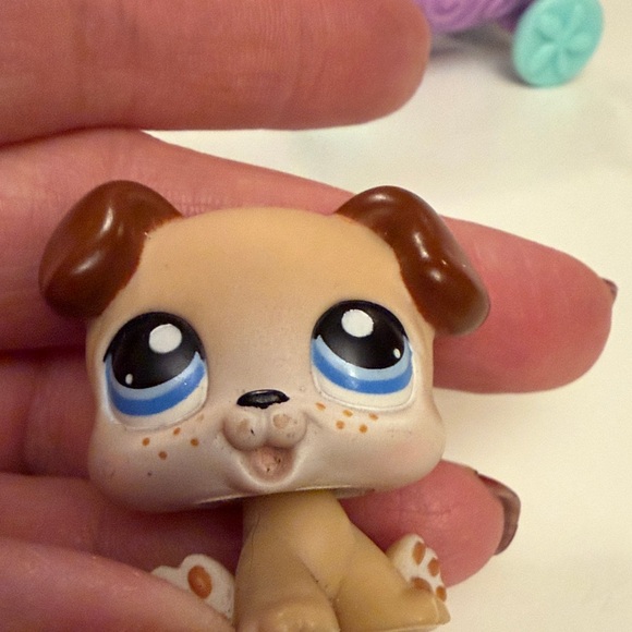 Littlest Pet Shop (LPS) Purple Stroller with Baby Boxer Puppy Figure # 143 - Picture 8 of 11